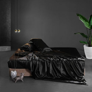 Sábanas de seda negra | Ropa de cama 100% pura seda de morera – Taihu Snow