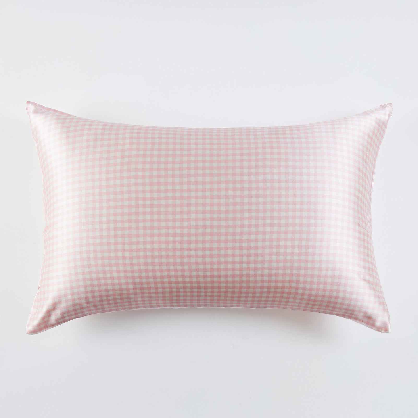 Nuevo Funda de almohada de seda estampada vichy rosa