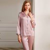 Conjunto de pijama de seda clásico largo con cuello en V 