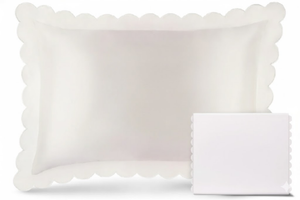 Juego de funda de almohada de seda festoneada | Fundas de almohada festoneadas de morera de lujo | Nieve Taihu