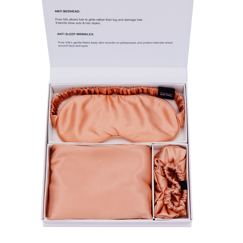 Gran oferta, juego de regalo de seda de morera de 19mm: funda de almohada de seda/máscara para ojos/coletero