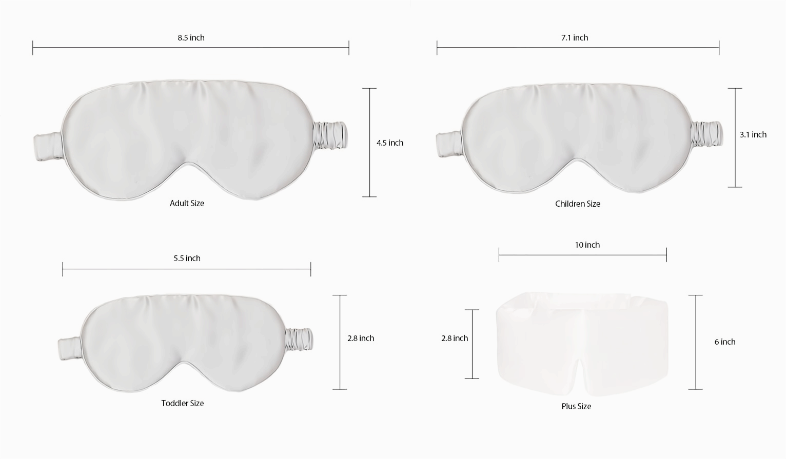 Tamaño de la máscara de ojos de seda.