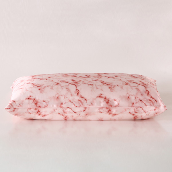Funda de almohada 100% seda de morera con estampado de mármol, venta al por mayor, con cierre de sobre/cremallera oculta, mármol rosa