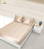 Sábana ajustable de seda para cabello y piel: Sábana ajustable de seda de morera, ropa de cama de seda suave y antiencrespamiento con bolsillo profundo para cabello y cara a granel - Taihu Snow Silk